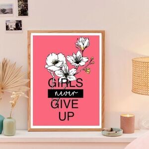 NEW! “Girls Never Give Up!” Canvas Wall Art